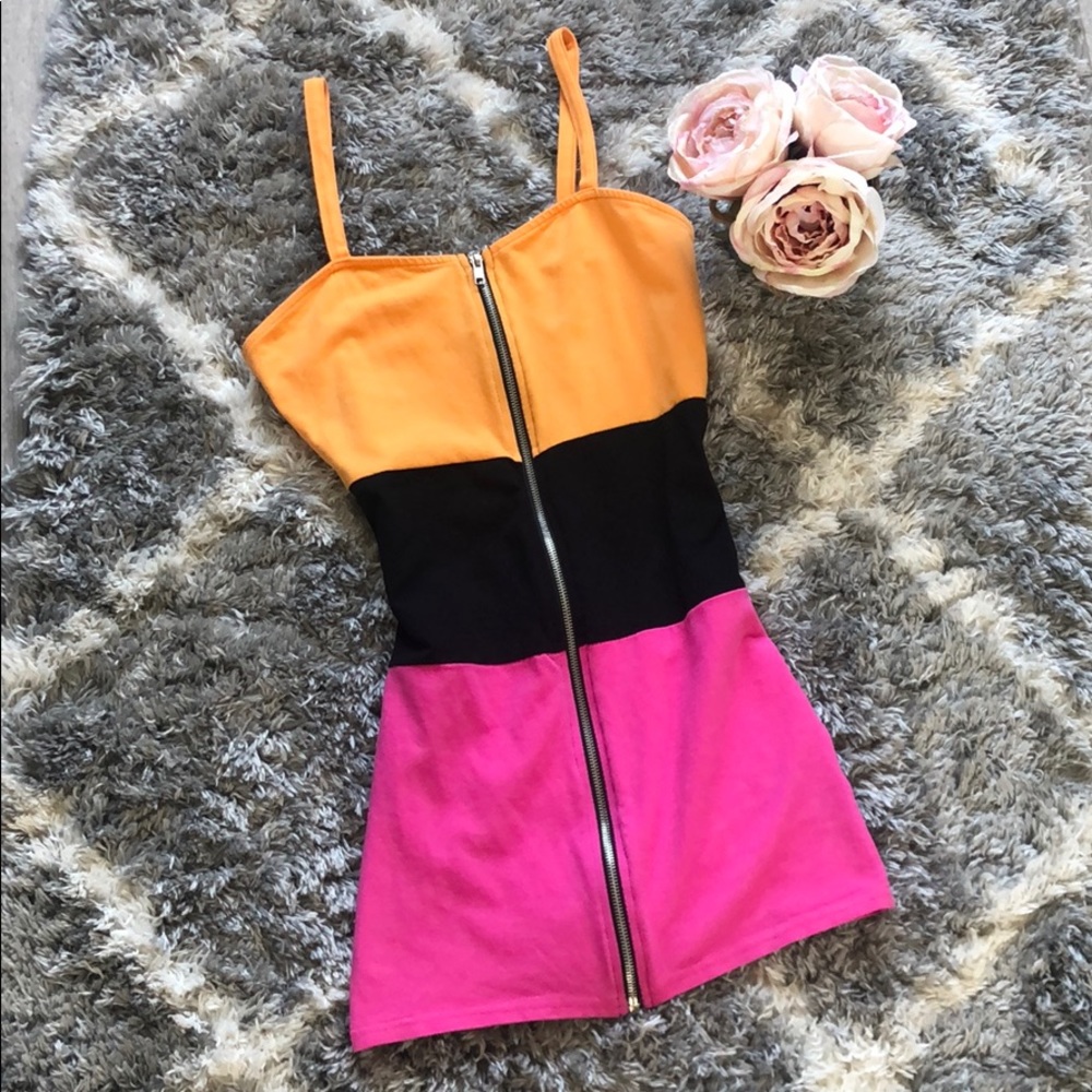 Orange/Black/Hot pink summer dress